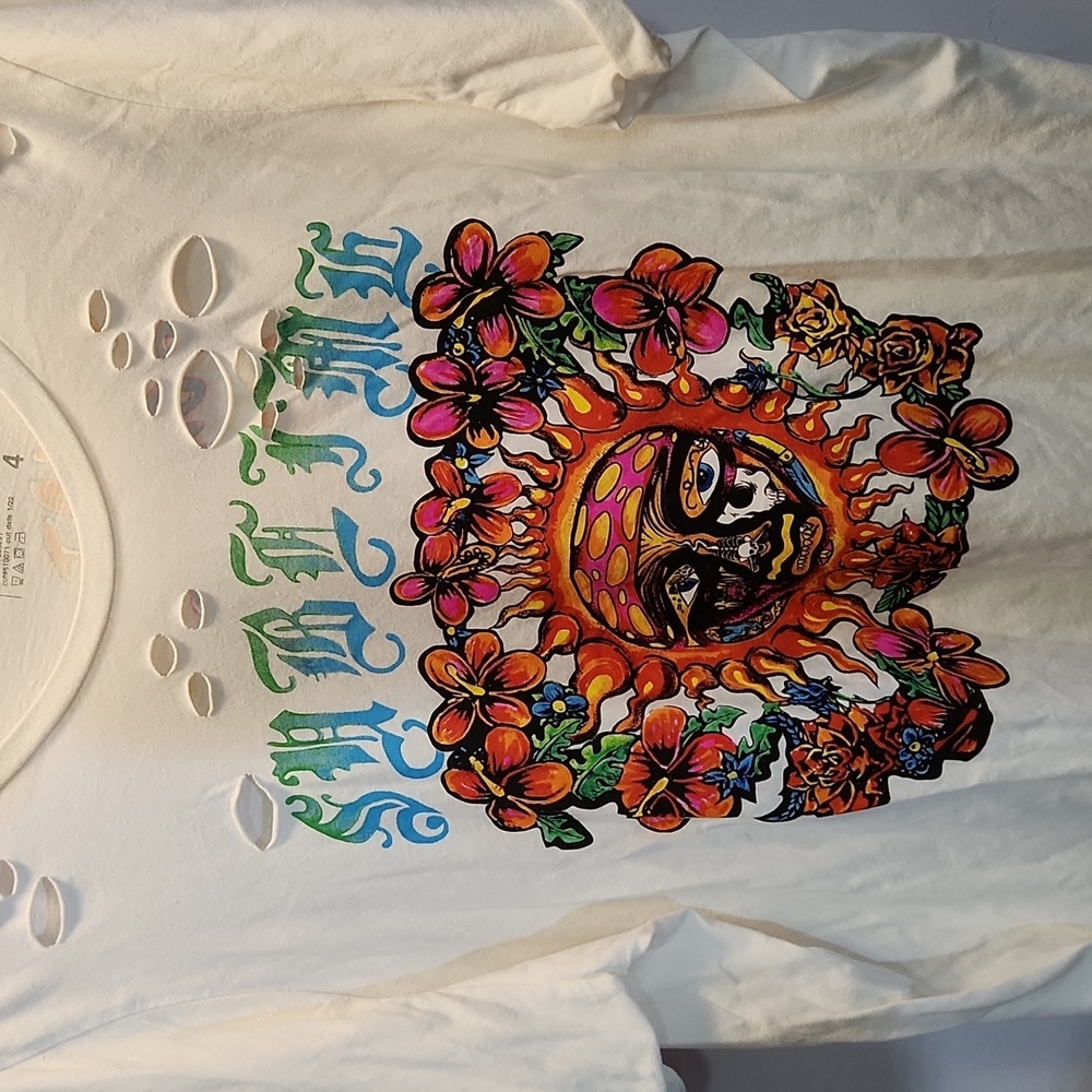Sublime very big tee shirt size 4 XL white with bright colors mushroom face - Picture 2 of 7